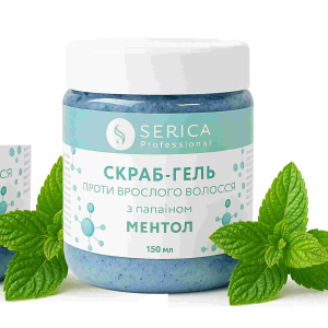 Скраб-гель проти вростання волосся Papain gel-scrub c папаїном і ментолом 150мл Скраб-гель проти вростання волосся Papain gel-scrub c папаїном і ментолом 150мл